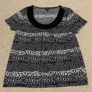 Black, gray, and white blouse!